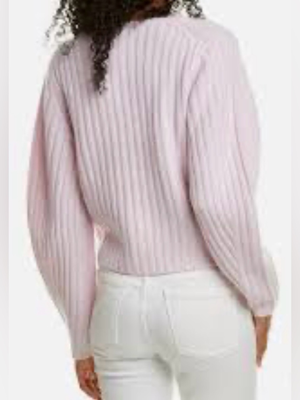 VINCE Full Sleeve Fitted V Neck Wool & Cashmere Blend Cropped Sweater - Picture 3 of 10